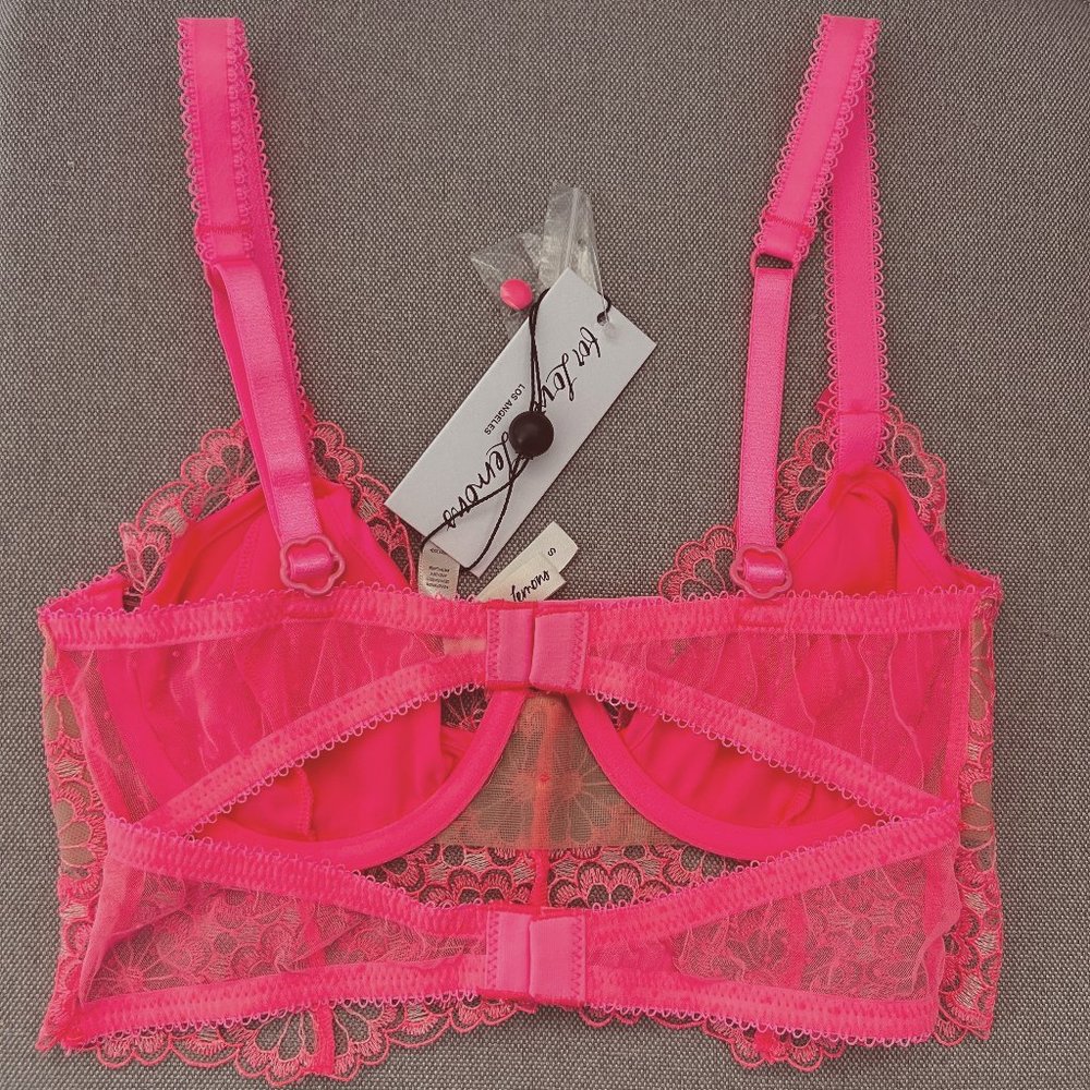 For Love & Lemons Sheer Daisy Lace Bra Hot Pink/Coral VS - Picture 8 of 11